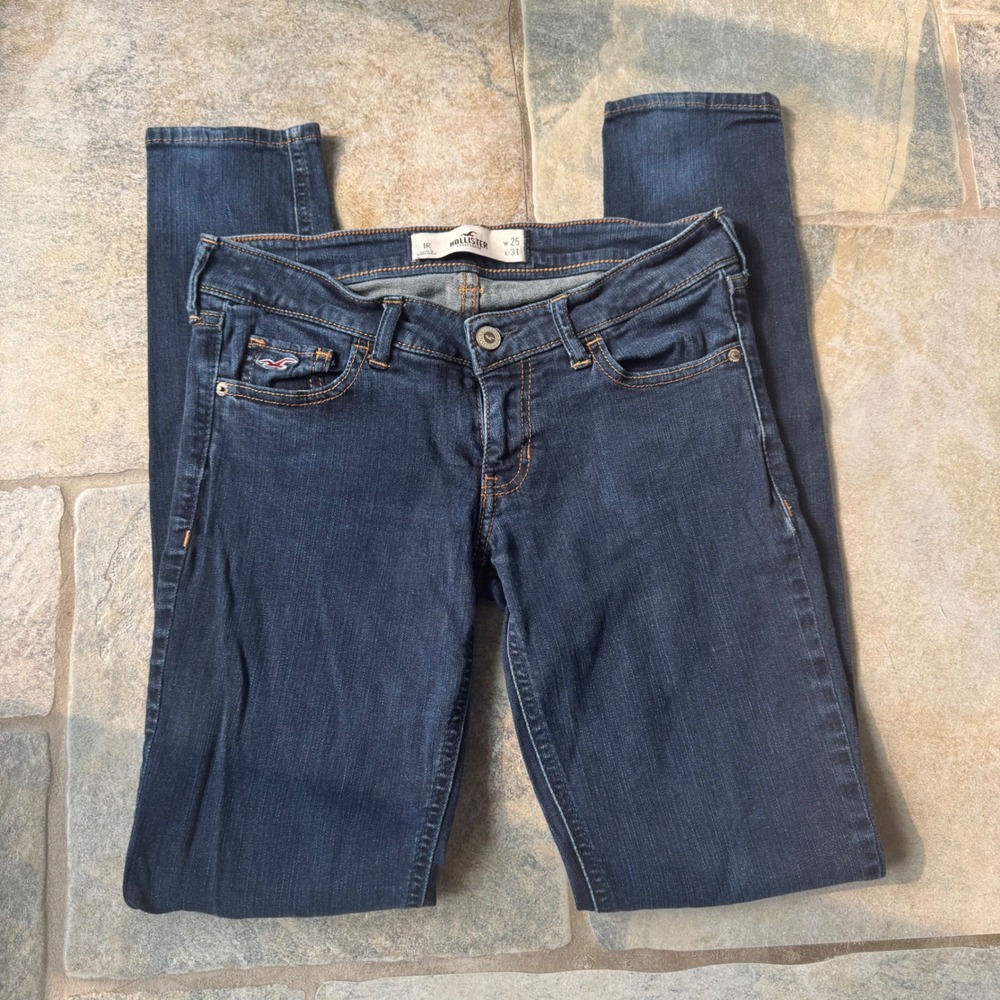 Y2K Hollister Low Rise Slim Jeans Size 1 Stretch Dark Wash 00s California Style
